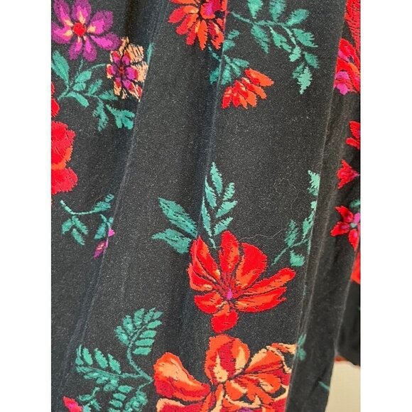 Torrid Top Women 1X Black Floral Smock Tropical Western Boho Hippie Festival 80s - Picture 10 of 15